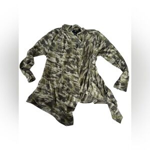 Bobeau Camo Drape Cardigan Jacket L NWT Soft Stretch One Button Cozy